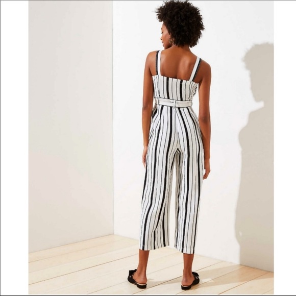 LOFT linen blend stripe jumpsuit - Picture 6 of 13